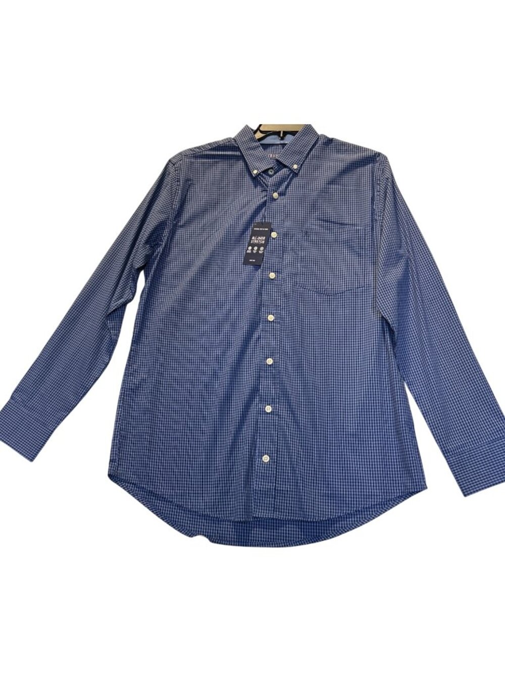 Izod Mens Size LT All-Over Stretch Comfort+ Performance Long-Sleeve Shirt Blue